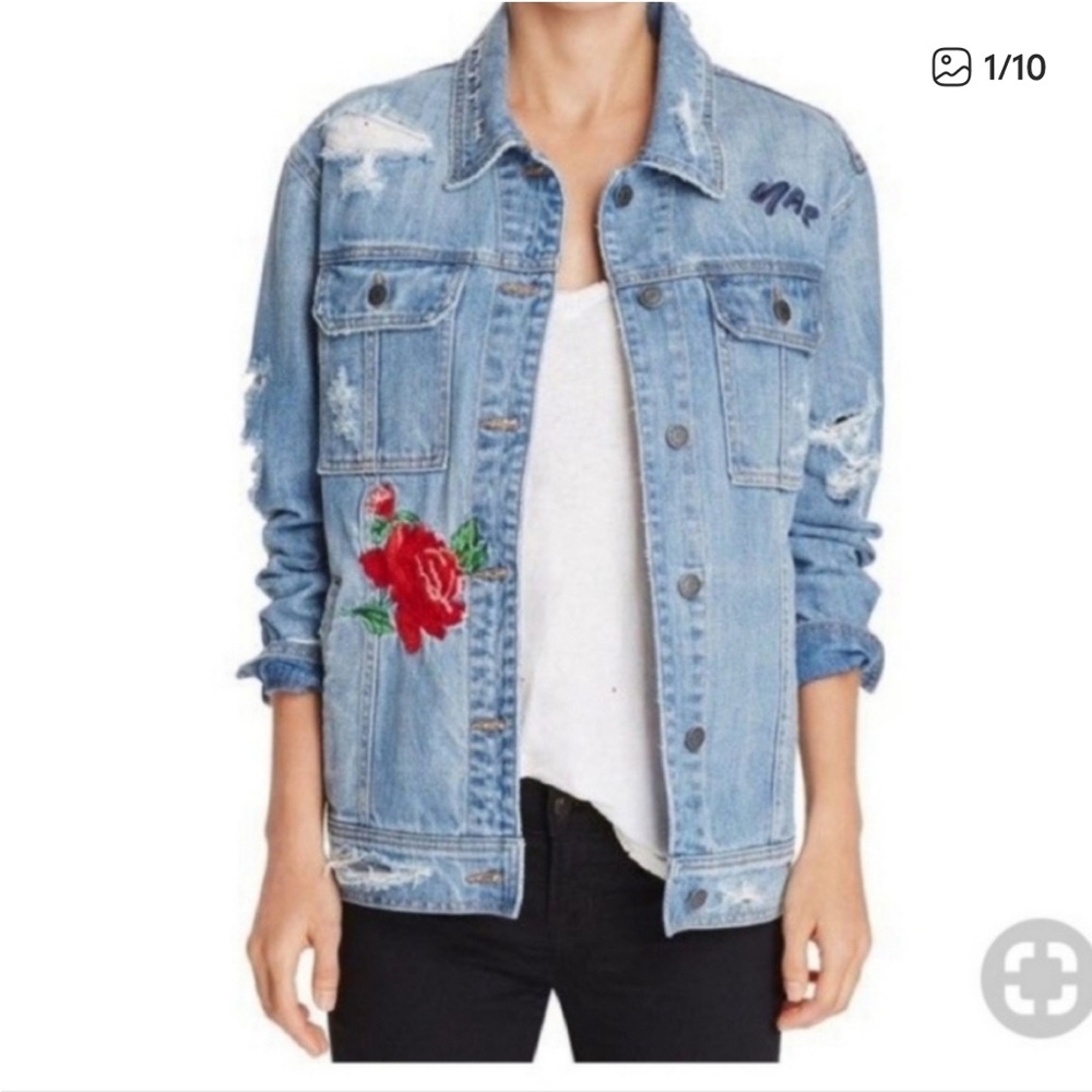 Hidden Jeans Embroidered Oversized Jean Jacket SZ XS